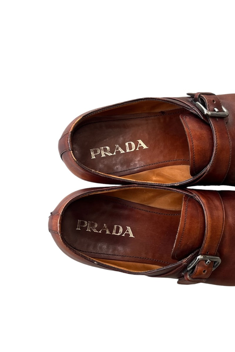 MADE IN ITALY DIAMANTE LEATHER LOAFERS / BLACK [SIZE: US9 (equivalent to 27cm) USED]