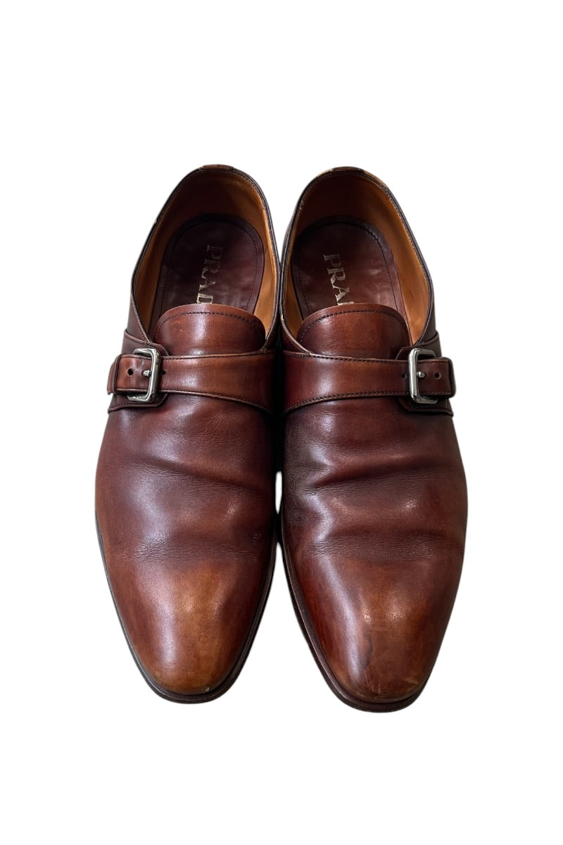 MADE IN ITALY DIAMANTE LEATHER LOAFERS / BLACK [SIZE: US9 (equivalent to 27cm) USED]