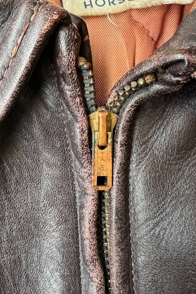 50'S A2 TYPE LEATHER FRIGHT JACKET / BROWN [SIZE: M USED]