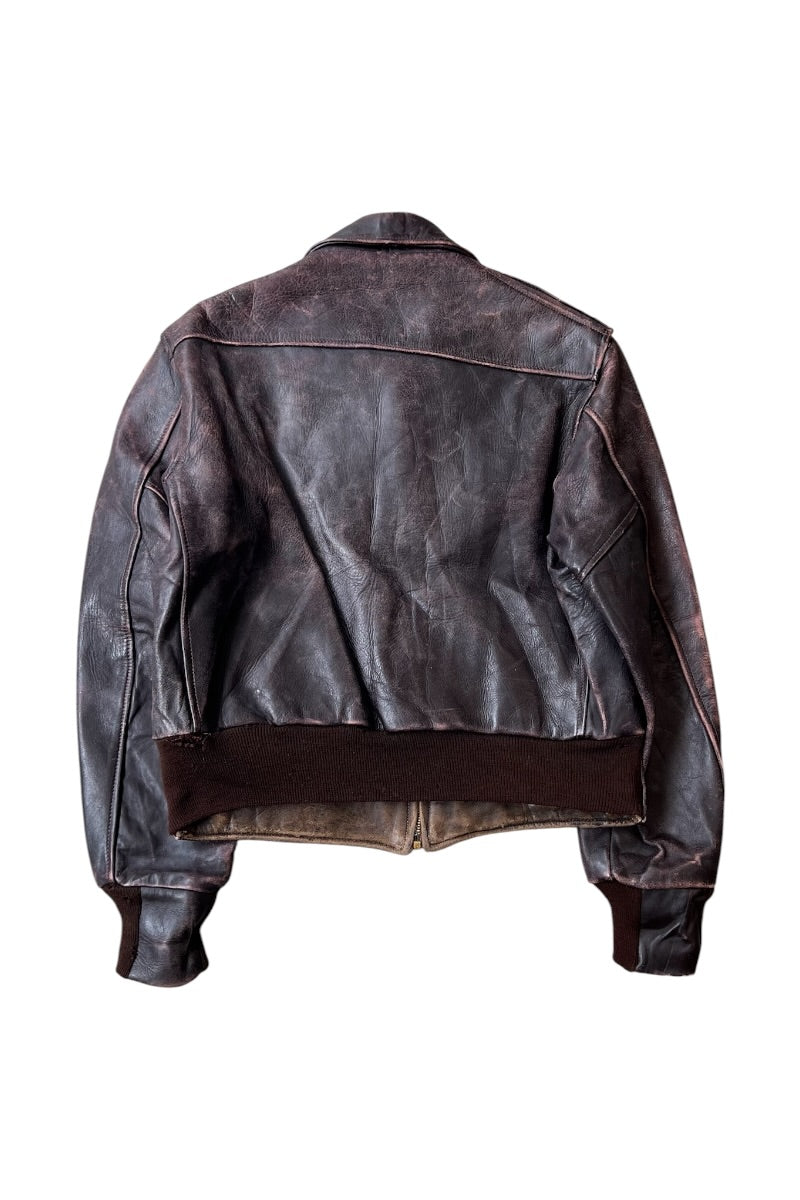 50'S A2 TYPE LEATHER FRIGHT JACKET / BROWN [SIZE: M USED]