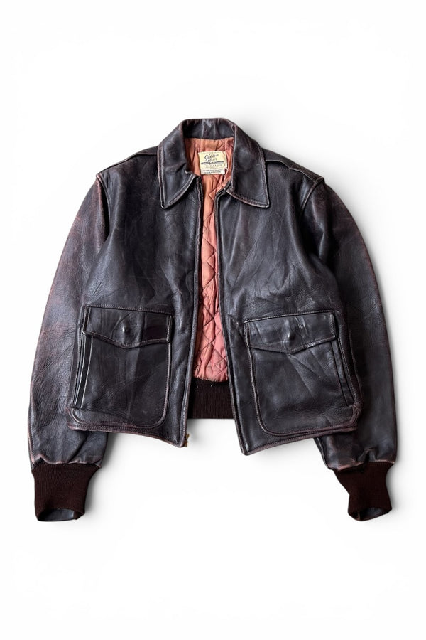 50'S A2 TYPE LEATHER FRIGHT JACKET / BROWN [SIZE: M USED]