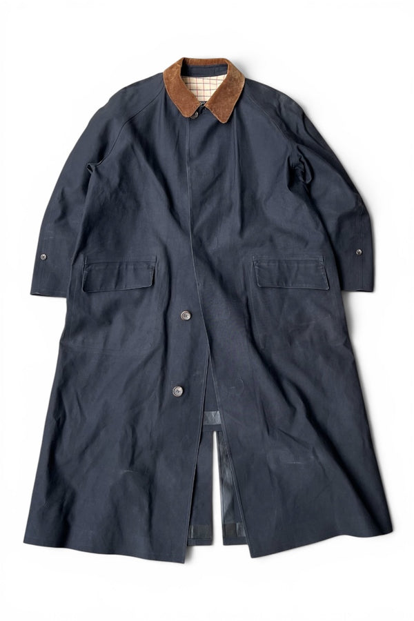 MADE IN SCOTLAND 90'S LONG COAT / NAVY [SIZE: M USED]