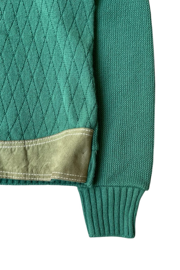 70'S KNIT SUEDE JACKET / GREEN [SIZE: M USED]
