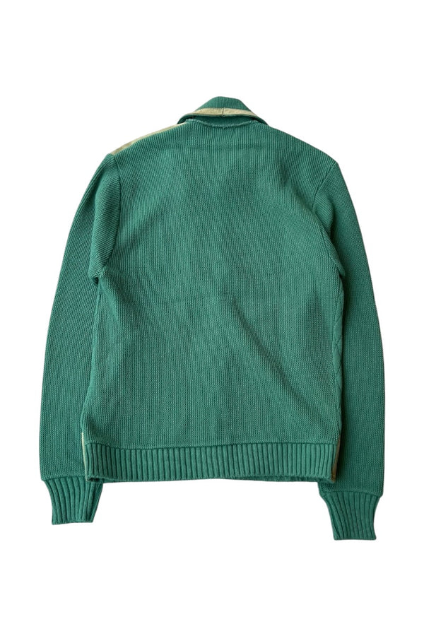 70'S KNIT SUEDE JACKET / GREEN [SIZE: M USED]