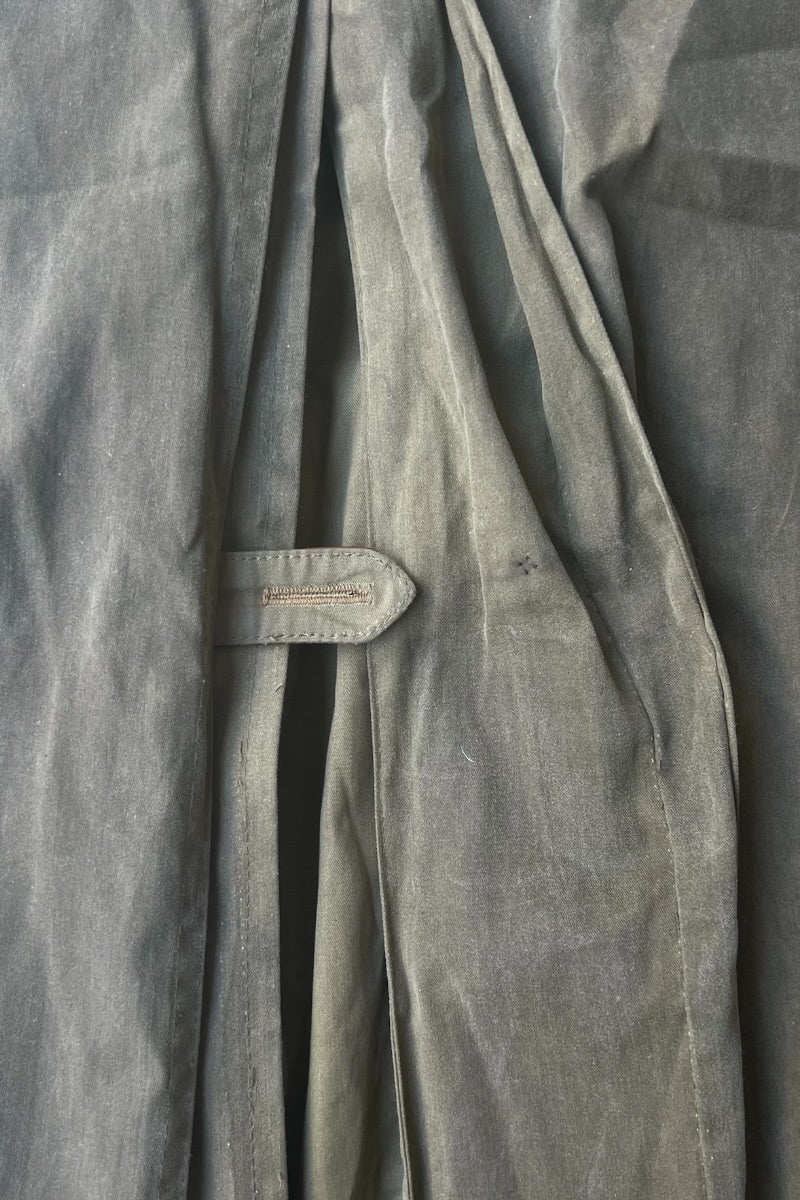 MADE IN USA 80-90'S WAXED LONG COAT / OLIVE [SIZE: S USED]