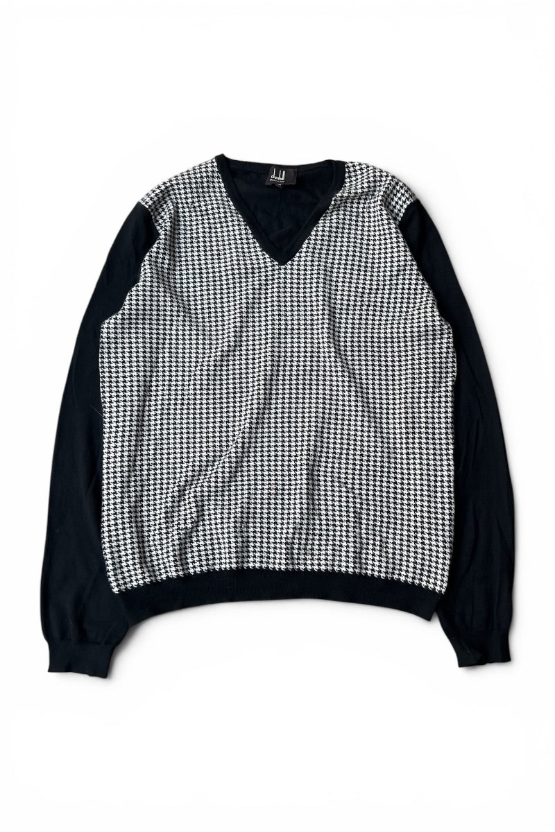 MADE IN ITALY 90'S V-NECK CASHMERE KNIT SWEATER / BLACK [SIZE: M USED]