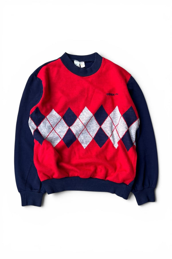 MADE IN FRANCE 70'S ARGYLE SWEATSHIRT / NAVY [SIZE: S USED]