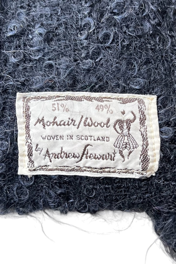 MADE IN SCOTLAND 60-70'S MOHAIR WOOL SCARF / BLACK [SIZE: ONE SIZE USED]