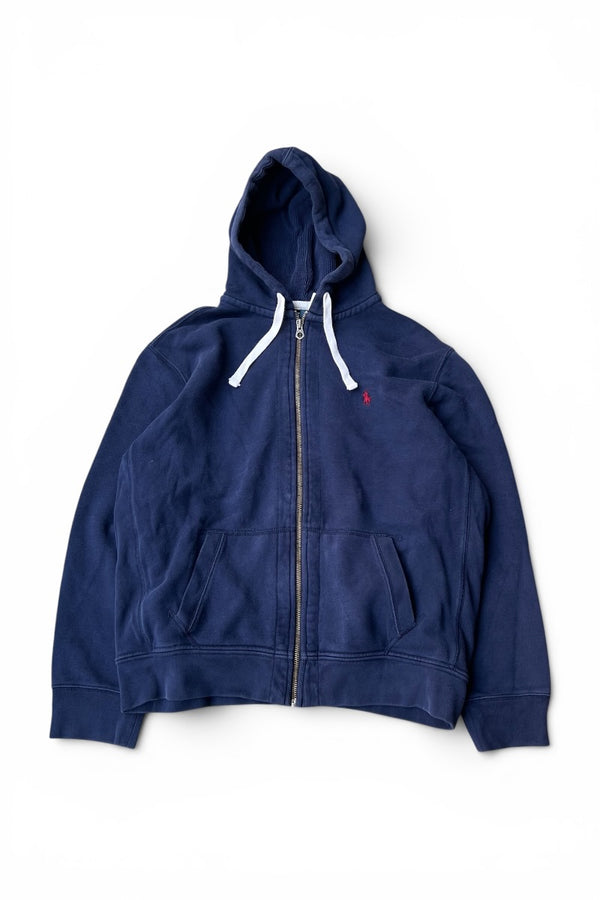 EXCLUSIVE OF DECORATION ZIP HOODIE SWEATSHIRT / NAVY [SIZE: 2XL USED]