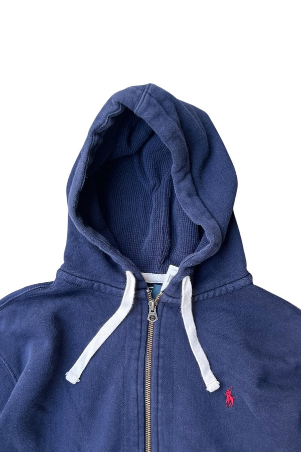 EXCLUSIVE OF DECORATION ZIP HOODIE SWEATSHIRT / NAVY [SIZE: 2XL USED]