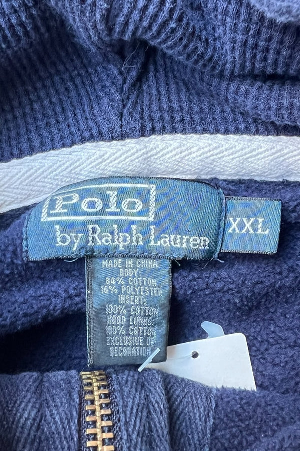 EXCLUSIVE OF DECORATION ZIP HOODIE SWEATSHIRT / NAVY [SIZE: 2XL USED]
