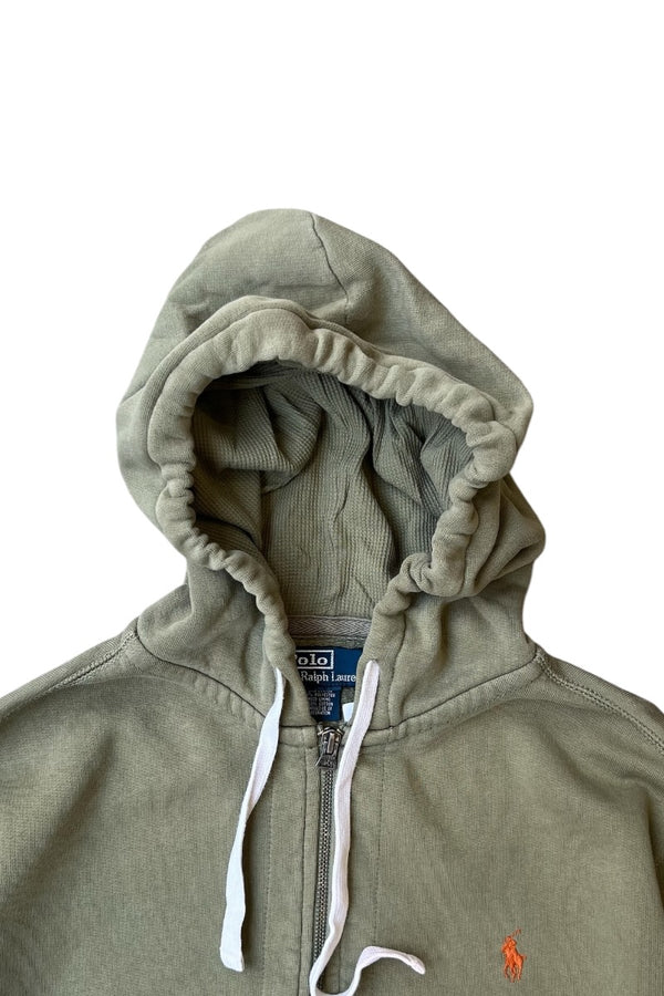 EXCLUSIVE OF DECORATION ZIP HOODIE SWEATSHIRT / KHAKI [SIZE: M USED]