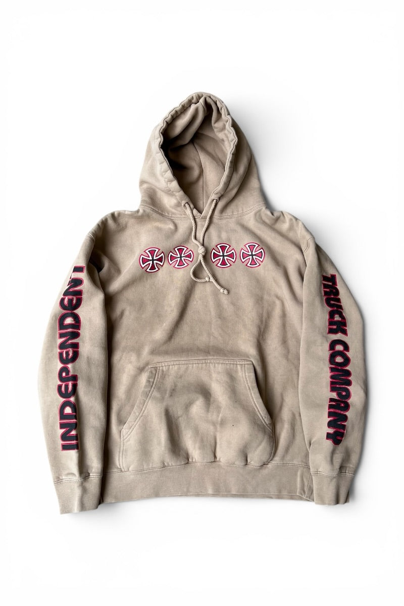Y2K EARLY 00'S SKATEBOARDING HOODIE SWEATSHIRT / BEIGE [SIZE: XL USED]
