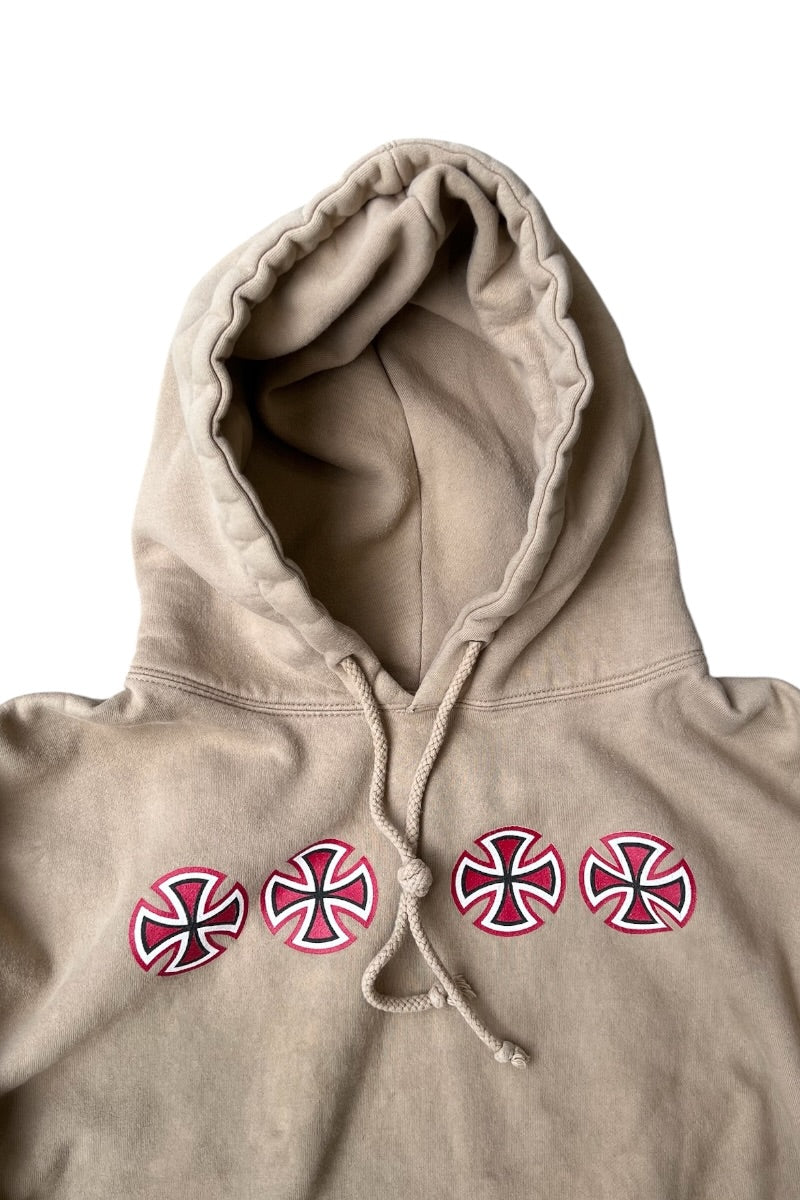Y2K EARLY 00'S SKATEBOARDING HOODIE SWEATSHIRT / BEIGE [SIZE: XL USED]