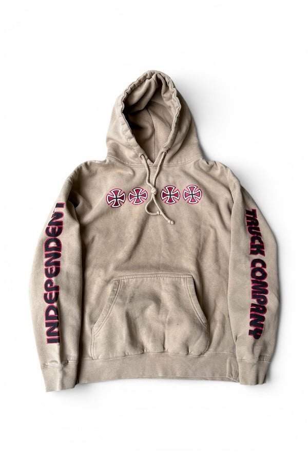 Y2K EARLY 00'S SKATEBOARDING HOODIE SWEATSHIRT / BEIGE [SIZE: XL USED]