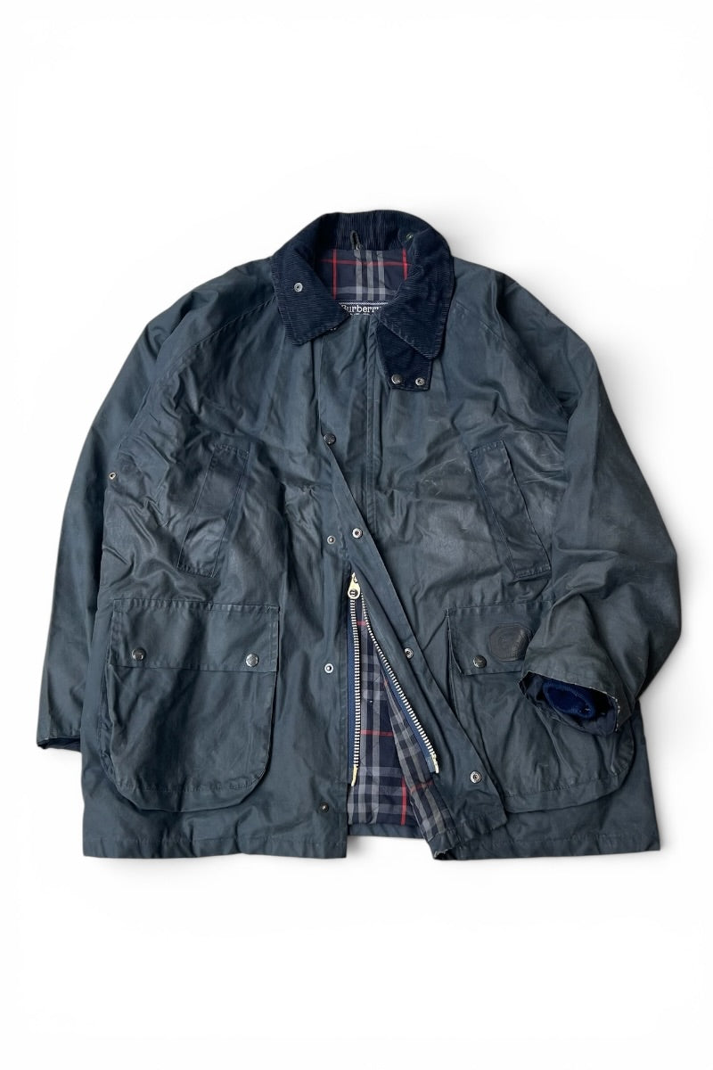 MADE IN ENGLAND 80-90'S PROSUM OILED HUNTING JACKET / NAVY [SIZE: S USED]