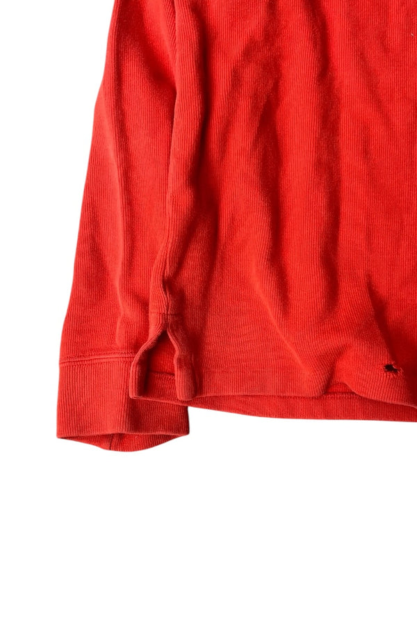 90'S HALF-ZIP COTTON KNIT SWEATER / ORANGE [SIZE: L USED]