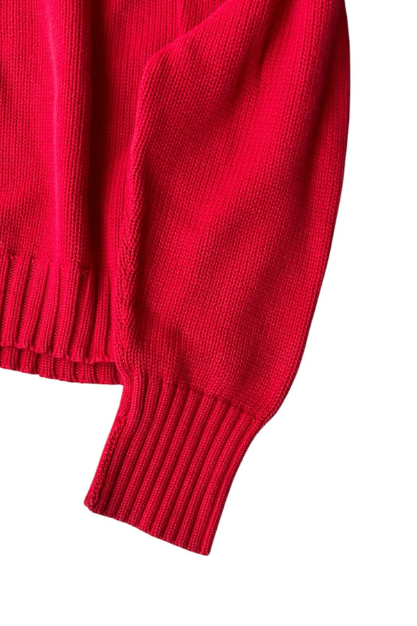 90'S SHEK-WUZ HERE COTTON KNIT SWEATER / RED [SIZE: L USED]
