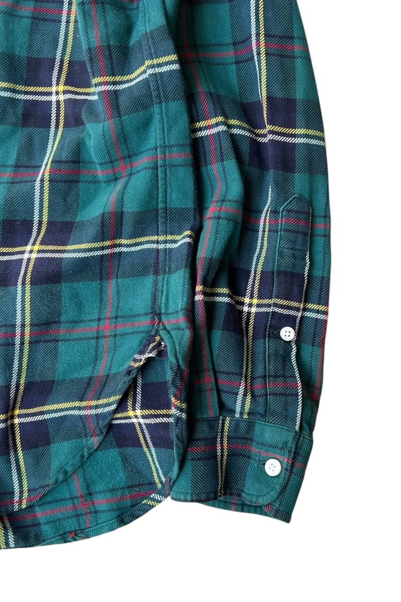 MADE IN ITALY 90'S CUSTOM FIT L/S CHECK SHIRT / GREEN [SIZE: M USED]