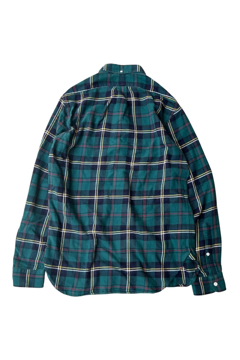 MADE IN ITALY 90'S CUSTOM FIT L/S CHECK SHIRT / GREEN [SIZE: M USED]