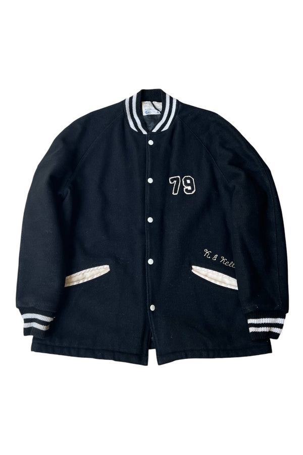 MADE IN USA 79'S PANTHERS STADIUM JACKET / BLACK [SIZE: 42 USED]