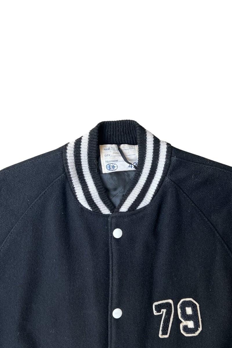 MADE IN USA 79'S PANTHERS STADIUM JACKET / BLACK [SIZE: 42 USED]