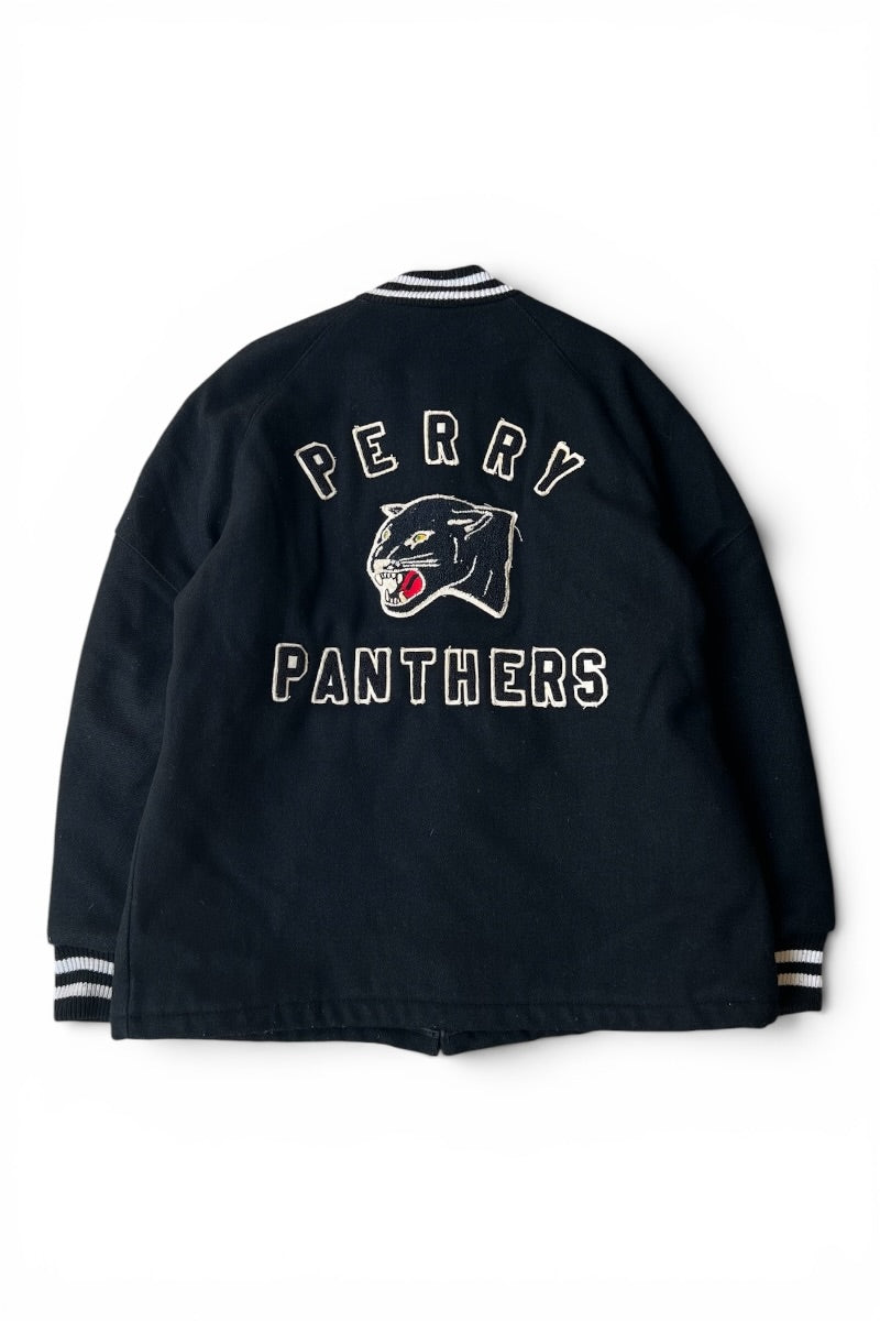 MADE IN USA 79'S PANTHERS STADIUM JACKET / BLACK [SIZE: 42 USED]