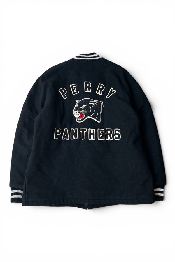 MADE IN USA 79'S PANTHERS STADIUM JACKET / BLACK [SIZE: 42 USED]