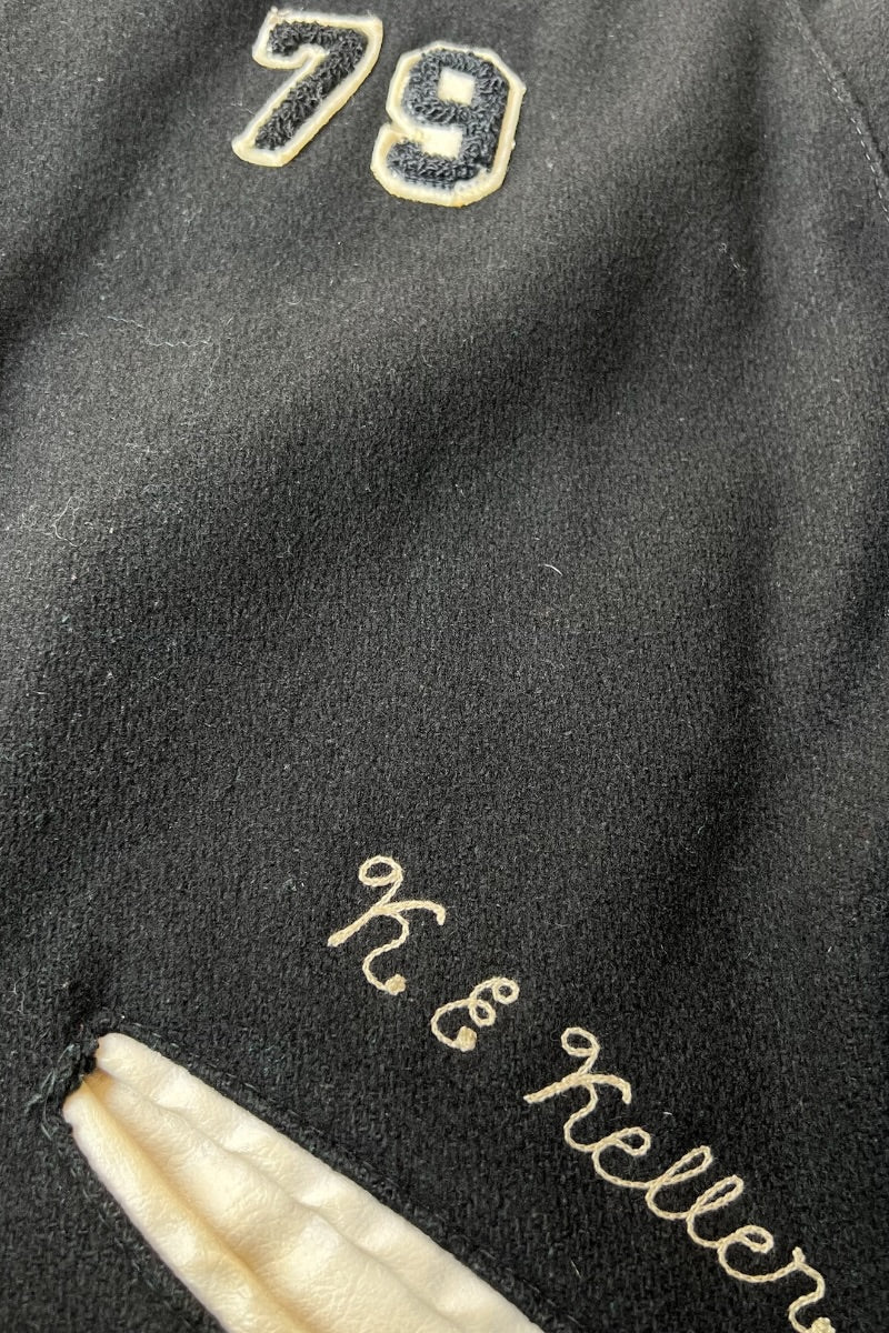 MADE IN USA 79'S PANTHERS STADIUM JACKET / BLACK [SIZE: 42 USED]