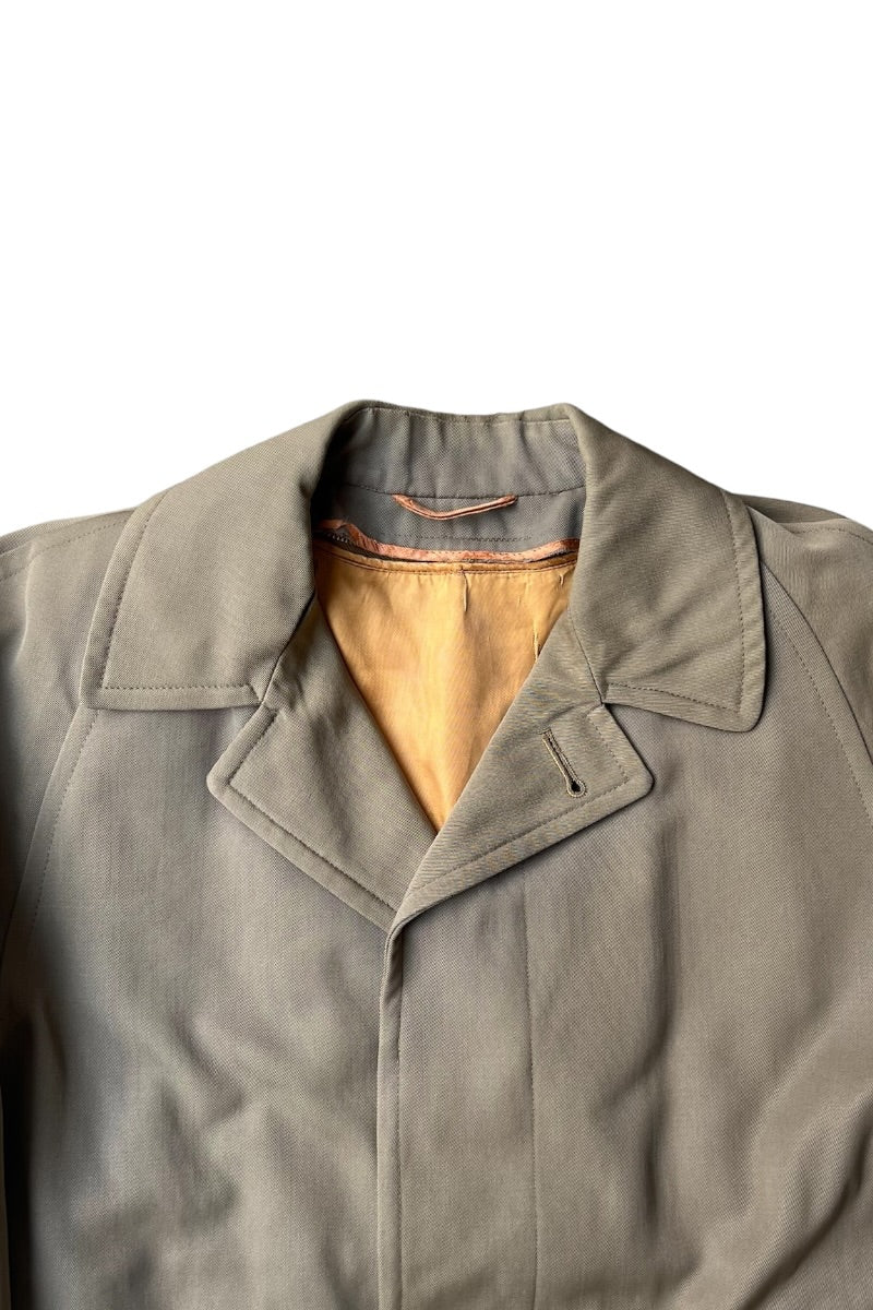 MADE IN USA 50-60'S WOOL GABARDINE RAIN COAT W/UNION TICKET / KHAKI [SIZE: L USED]