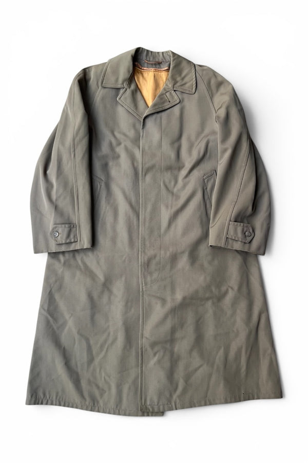 MADE IN USA 50-60'S WOOL GABARDINE RAIN COAT W/UNION TICKET / KHAKI [SIZE: L USED]