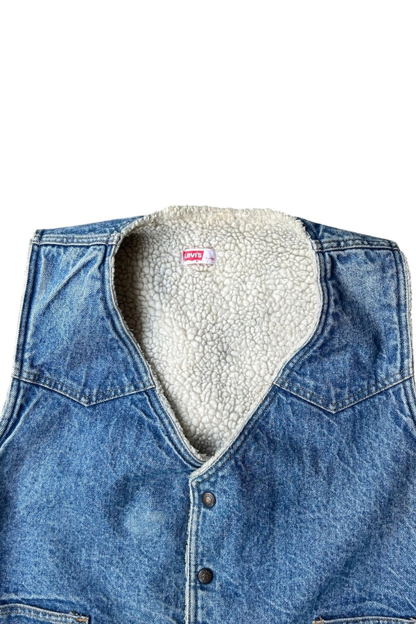 80-90'S ORANGE TAB WESTERN DENIM VEST / INDIGO [SIZE: XL USED]