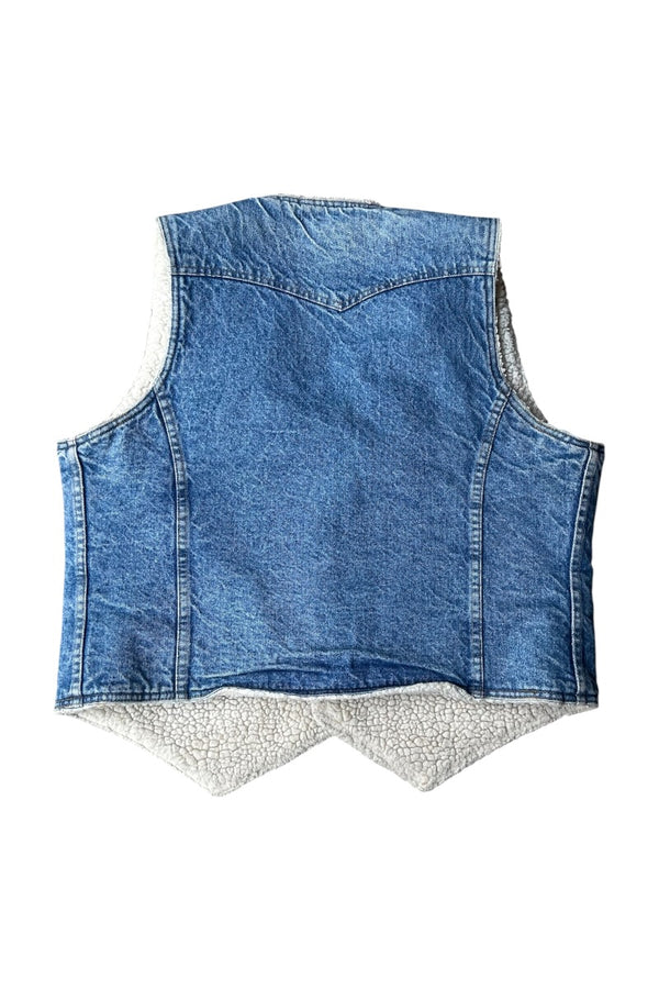 80-90'S ORANGE TAB WESTERN DENIM VEST / INDIGO [SIZE: XL USED]