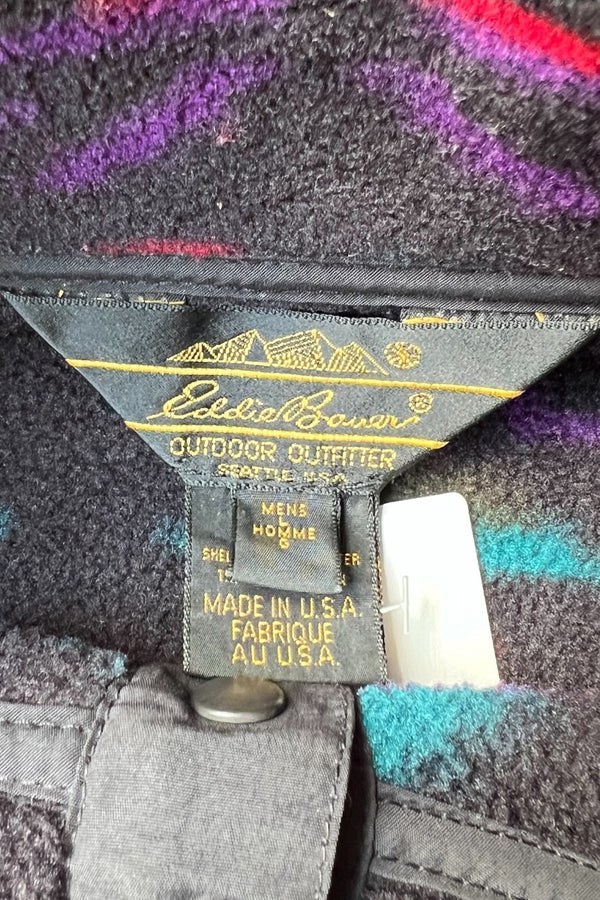 MADE IN USA 80-90'S NATIVE PATTERN SNAP-T FLEECE JACKET / BLACK [SIZE: L USED]