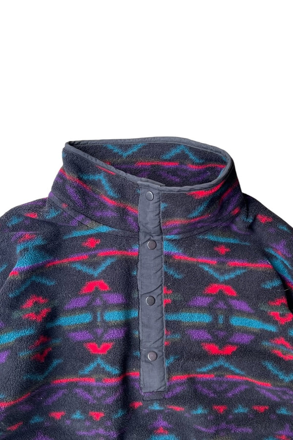 MADE IN USA 80-90'S NATIVE PATTERN SNAP-T FLEECE JACKET / BLACK [SIZE: L USED]