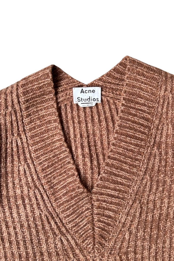 V-NECK SWEATER / BROWN [SIZE: XS USED]