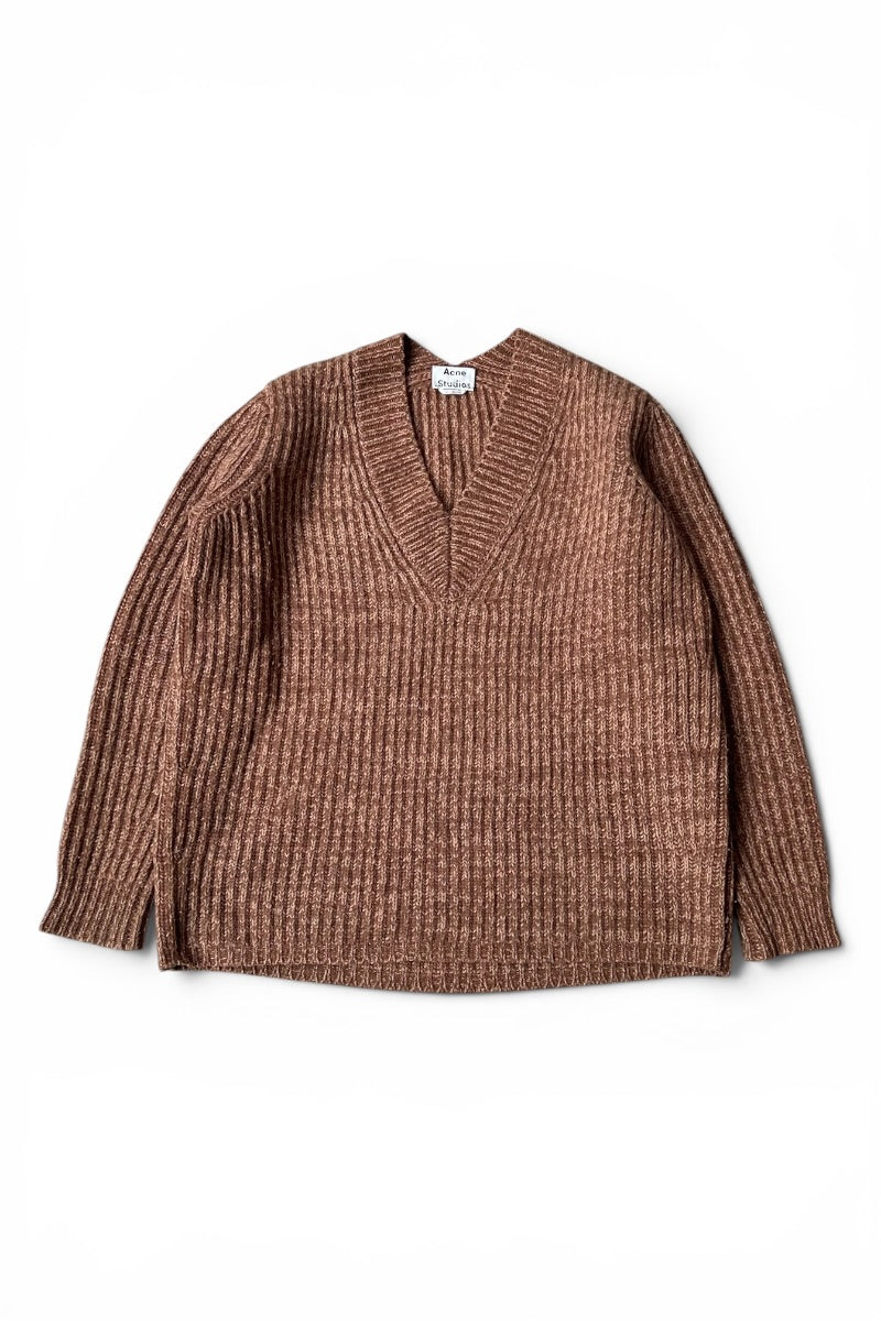 V-NECK SWEATER / BROWN [SIZE: XS USED]