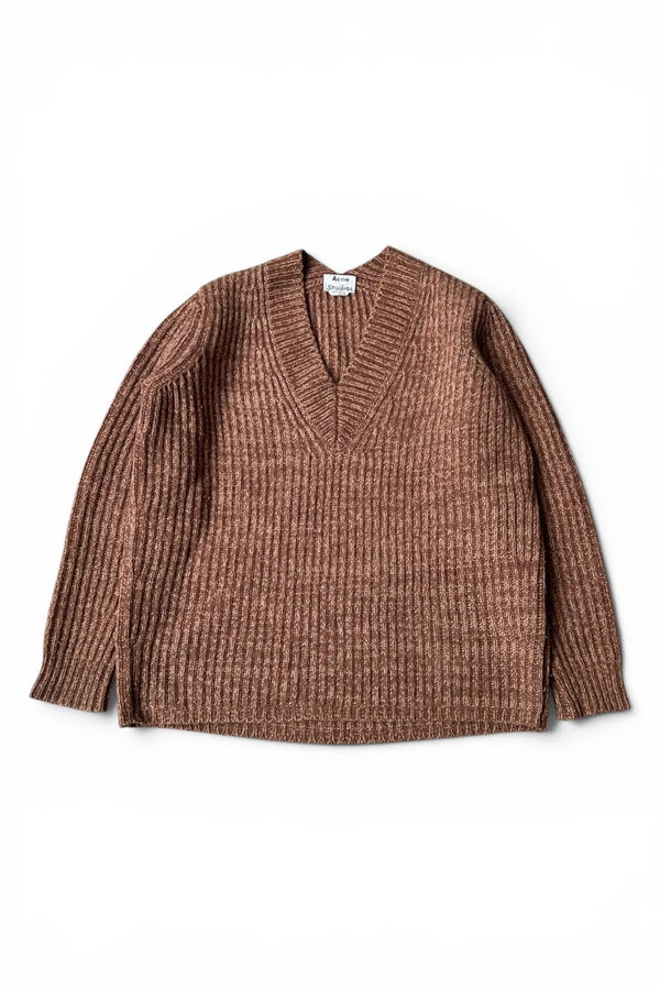 V-NECK SWEATER / BROWN [SIZE: XS USED]