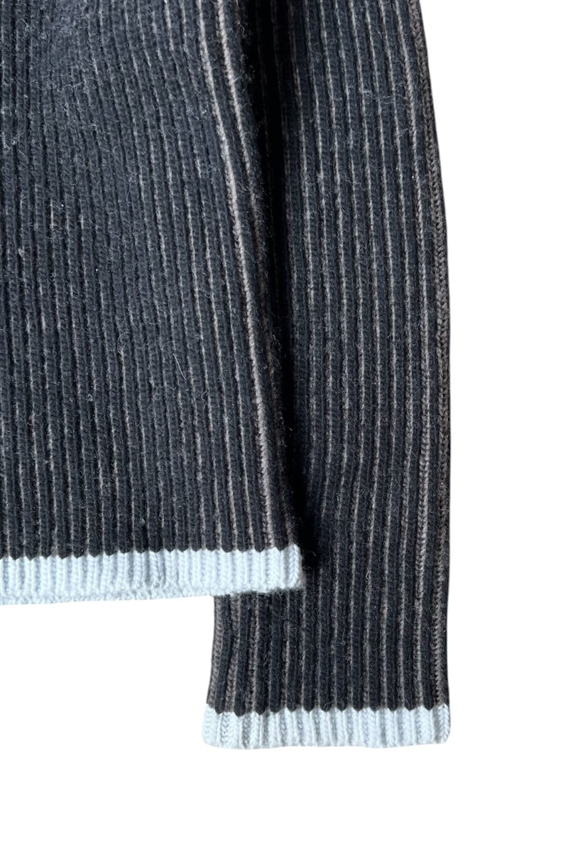HALF-ZIP KNIT SWEATER / BLACK [SIZE: XS USED]