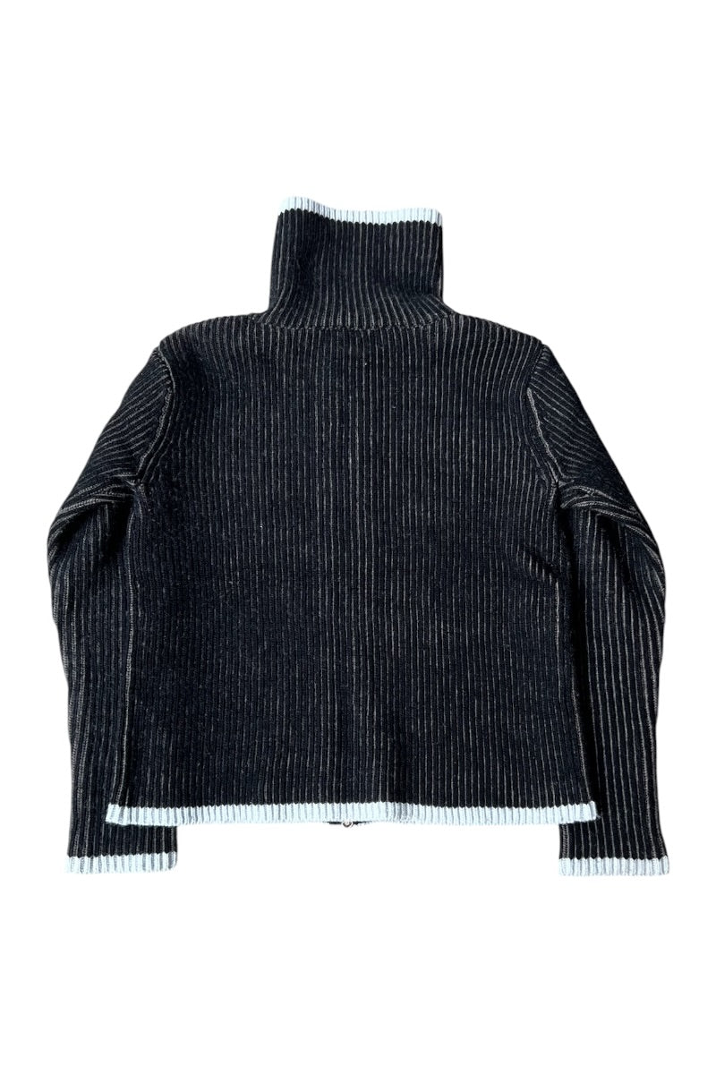 HALF-ZIP KNIT SWEATER / BLACK [SIZE: XS USED]