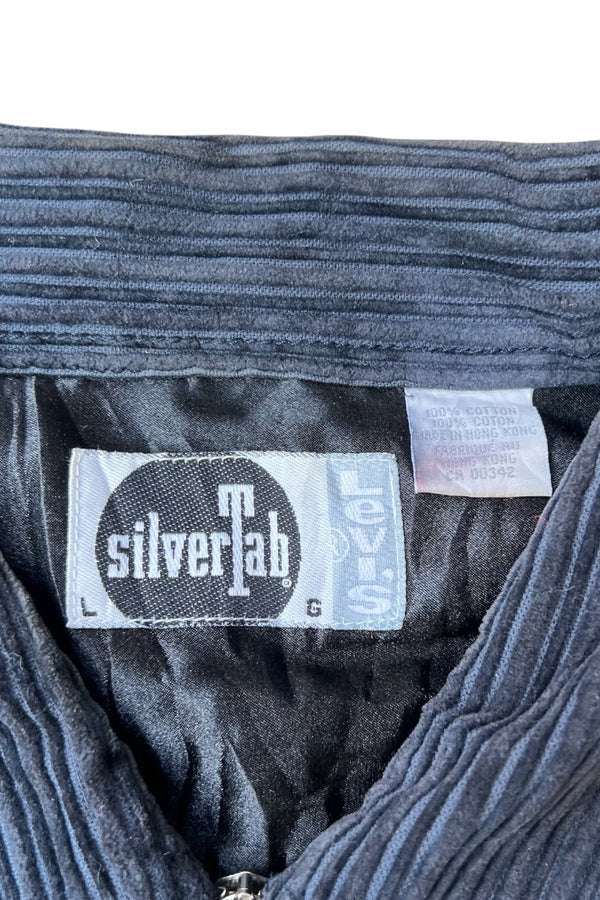 90'S SILVER TAB CORDUROY ZIP JACKET / BLACK [SIZE: L USED]