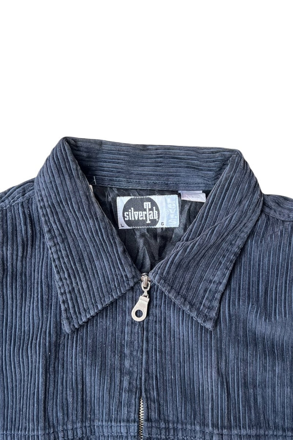 90'S SILVER TAB CORDUROY ZIP JACKET / BLACK [SIZE: L USED]
