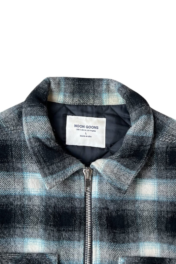 MADE IN USA ZIP OMBRE CHECK WOOL ALPACA JACKET / GRAY [SIZE: L USED]