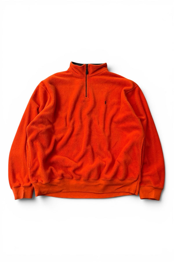90'S HALF ZIP FLEECE JACKET / ORANGE [SIZE: M USED]