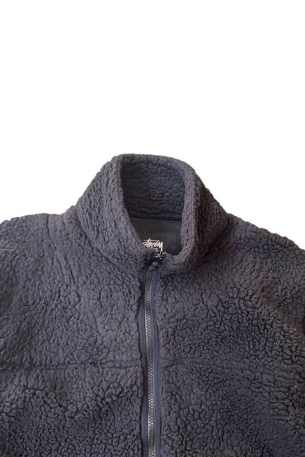 ZIP UP FLEECE JACKET / BLACK [SIZE: M USED]