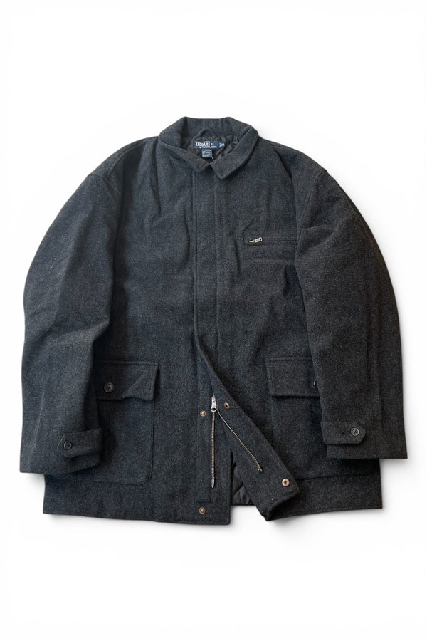 90'S WOOL HUNTING COAT / GRAY [SIZE: XL USED]