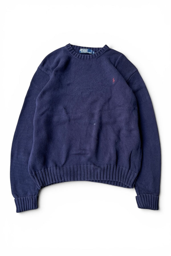 90'S COTTON KNIT SWEATER / NAVY [SIZE: M USED]