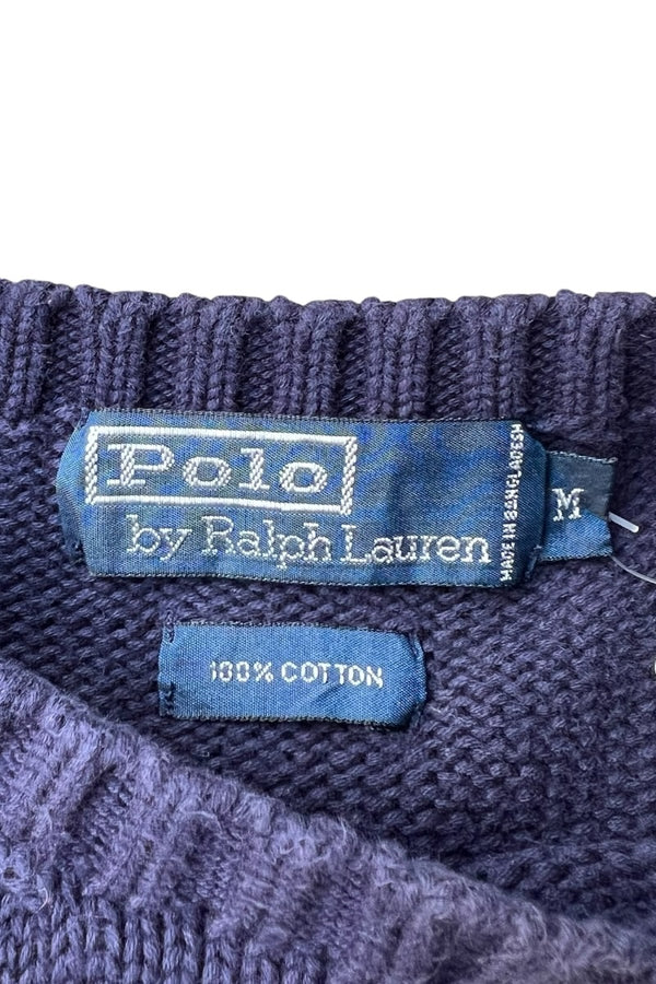 90'S COTTON KNIT SWEATER / NAVY [SIZE: M USED]