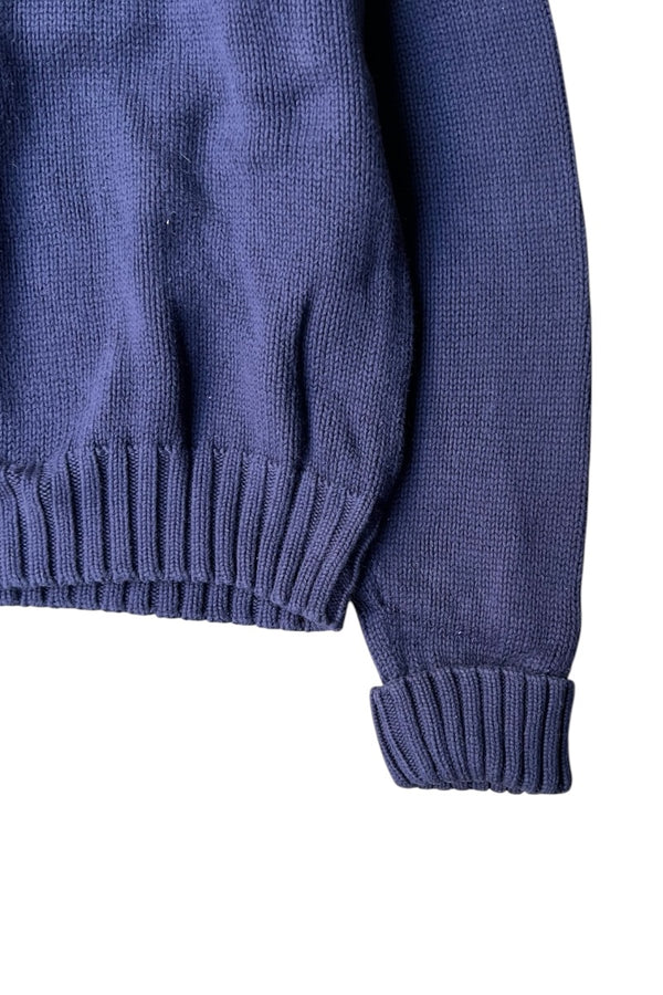90'S COTTON KNIT SWEATER / NAVY [SIZE: M USED]