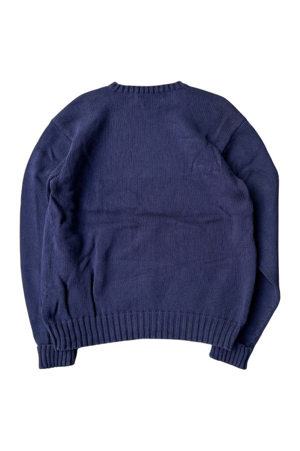 90'S COTTON KNIT SWEATER / NAVY [SIZE: M USED]